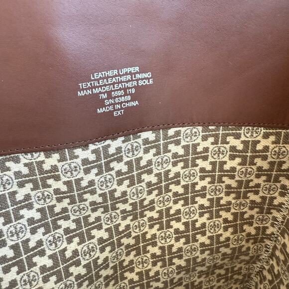 TORY BURCH Riding Boots Brown Leather Zip Knee High Logo Buckle Women 7M - Picture 8 of 13